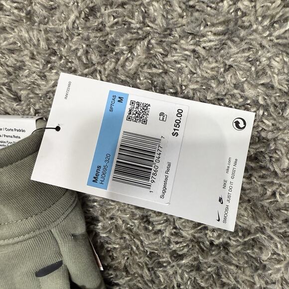 Nike Tech Fleece Wide Leg Pants Straight Leg Stacked Green HJ0695-320 Size M - Picture 10 of 10